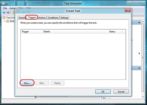 Windows 8 Task, Create Triggers